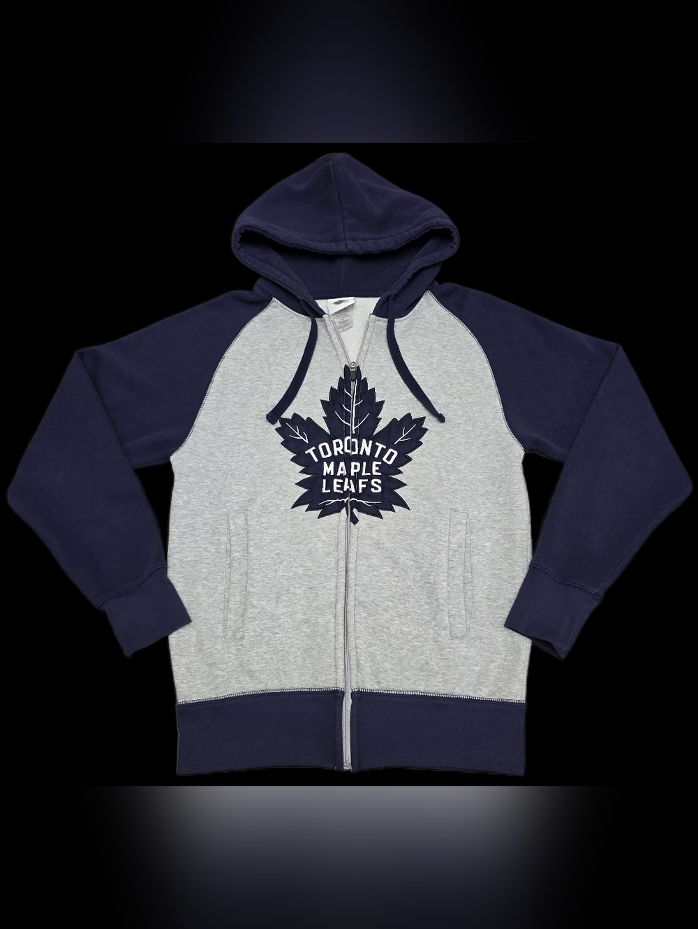 Toronto Maple Leafs Full Zip Hoodie Grey Navy Small NHL Branded